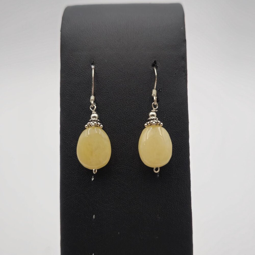 Sterling Silver Handmade Polished Baltic Amber Earrings A2393